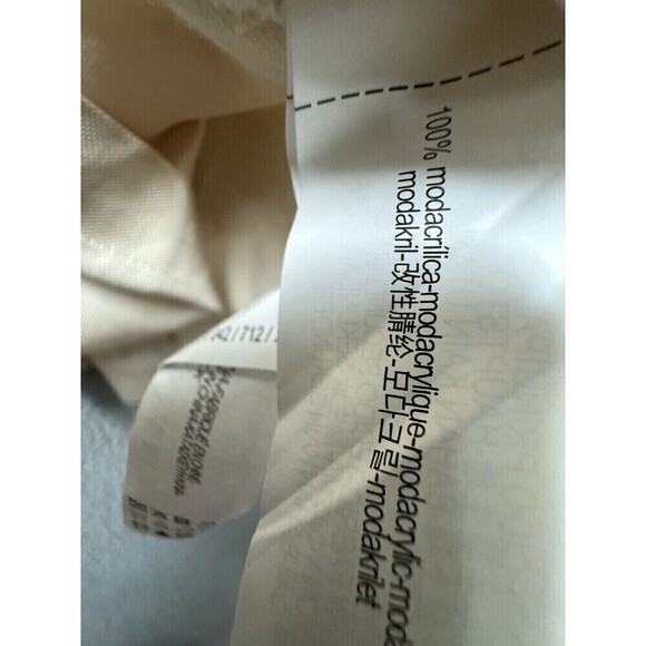 Zara Women Shirt Womens XL Beige cream Blouse Fur Cuffs Mock Neck Back Zipper - Picture 7 of 10